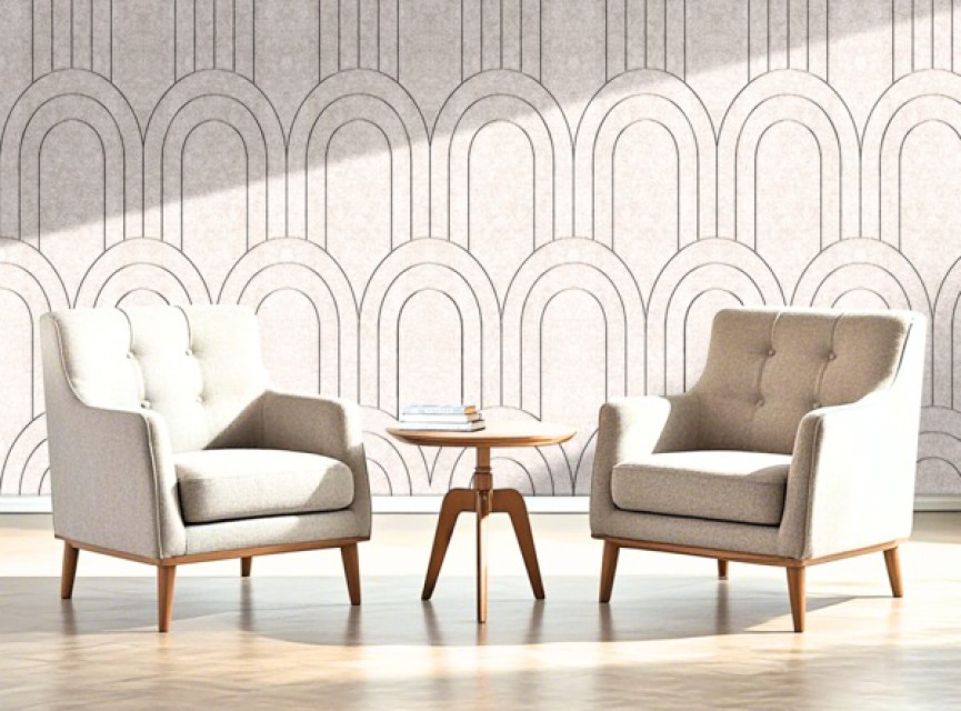 OPPIO Viltpaneel Beige - BAROK - 60x280 cm - Brandvertragend & Geluiddempend
