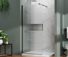 Geribbeld Glas 120x200 ZWART Profiel - Inloopdouche 1200x2000 ( 8mm dik ) Nano Coating