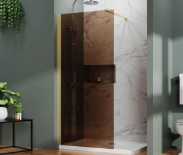 Koper Brons Glas 120x200 Geb. BRONS Profiel - Inloopdouche 1200x2000 ( 8mm dik ) Nano Coating