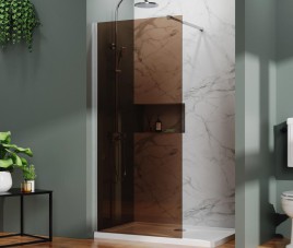 Koper Brons Glas 120x200 CHROOM Profiel - Inloopdouche 1200x2000 ( 8mm dik ) Nano Coating