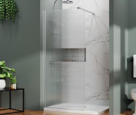 Geribbeld Glas 100x200 Chroom Profiel - Inloopdouche 1000x2000 ( 8mm dik ) Nano Coating