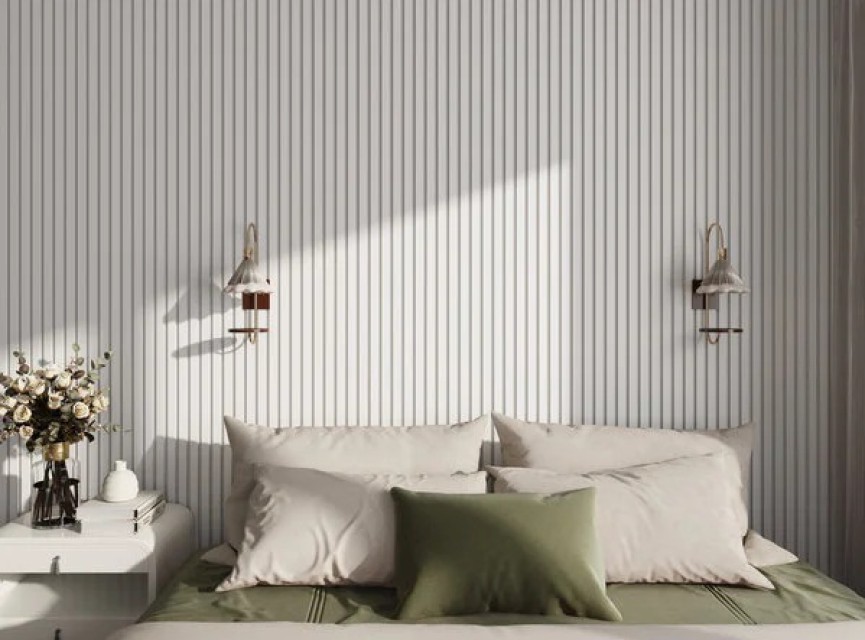 €37 PER PANEEL - 260x60 cm Wit Akoestische wand panelen lattenwand met Witte Vilt