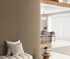 RONDE LATTEN - WALNOOT Eiken akoestische wand panelen lattenwand met Vilt