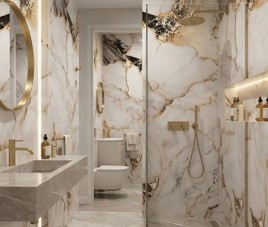 Oppio €67 PER PANEEL - 120x280x0,3 cm - PVC Wandpaneel Fantasy Gold - Hoogglans