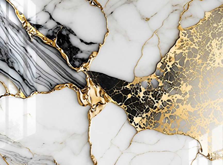 Oppio €67 PER PANEEL - 120x280x0,3 cm - PVC Wandpaneel Fantasy Gold - Hoogglans