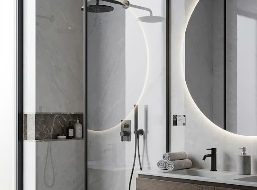 Oppio €69 PER PANEEL - 120x280x0,3 cm - PVC Wandpaneel PONERA Licht Grijs - Hoogglans