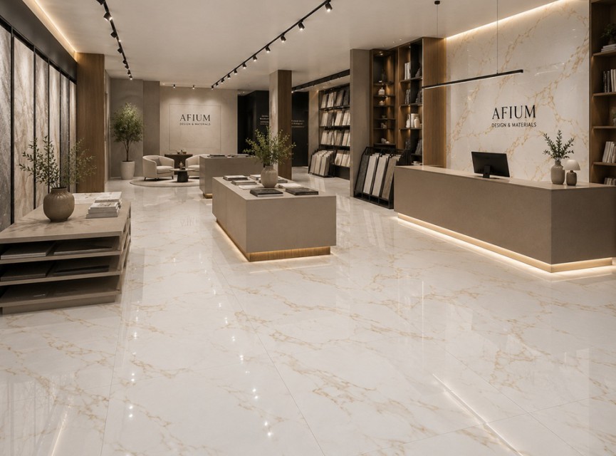 OPPIO Hoogglans GOLD Calacatta (NEO Carrara) 60x60 Vloertegel / Gepolijst En Gerectificeerd / Woonkamer / Badkamer / Winkelruimte