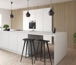 €45,- Per Paneel EIKEN Beige SUPERMAT 60x260 cm EIKEN Naturel ( NIEUW MODEL ) akoestische wand panelen lattenwand met Vilt 