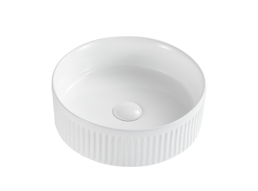 OPPIO - ROUND RIBD MAT Wit opbouw-waskom Ø=36 cm H=12cm