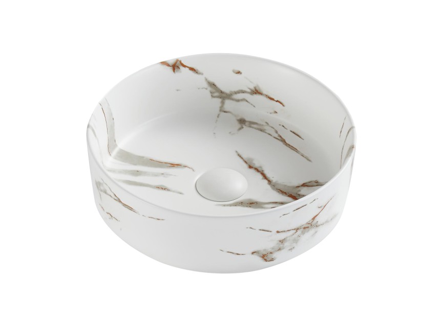 OPPIO - ROUND Calacatta GOLD Hoogglans Marmerlook opbouw-waskom Ø=36 cm H=12cm