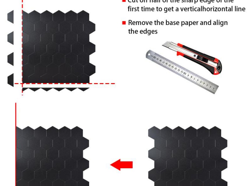 Oppio BLACK Motion MAT Hexagon - Zelfklevende Mozaïek 29.2x25.4x3.3 mm