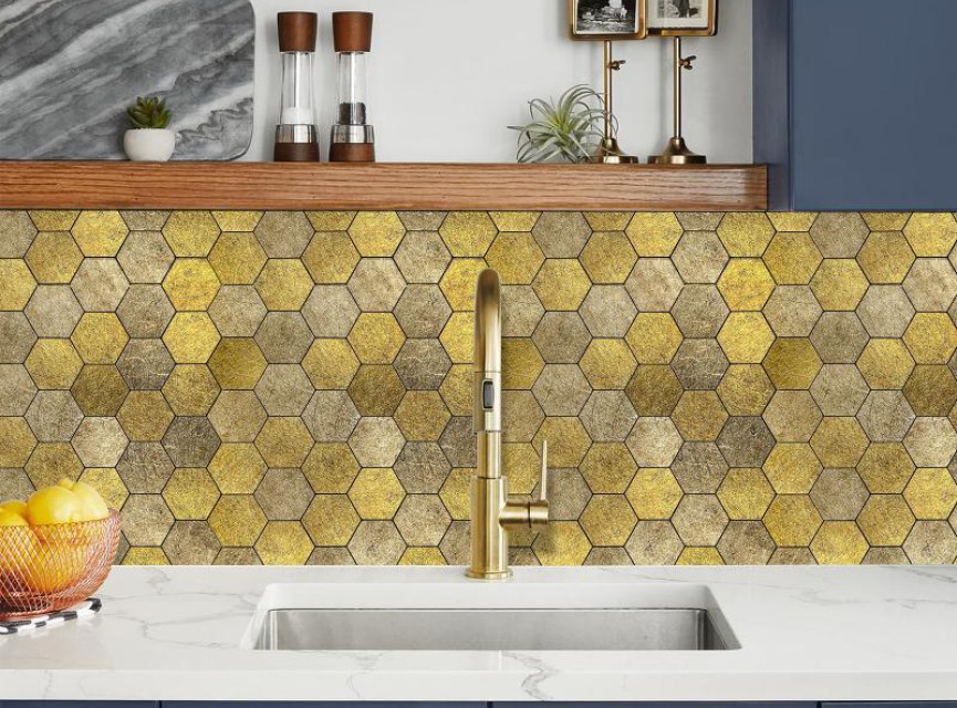 Oppio XL Honey Stone HEXAGON - Zelfklevende Mozaïek 29x28.8x4mm