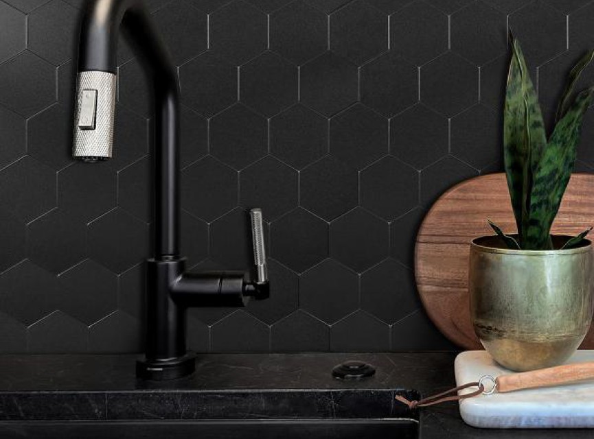 Oppio BLACK Motion MAT Hexagon - Zelfklevende Mozaïek 29.2x25.4x3.3 mm