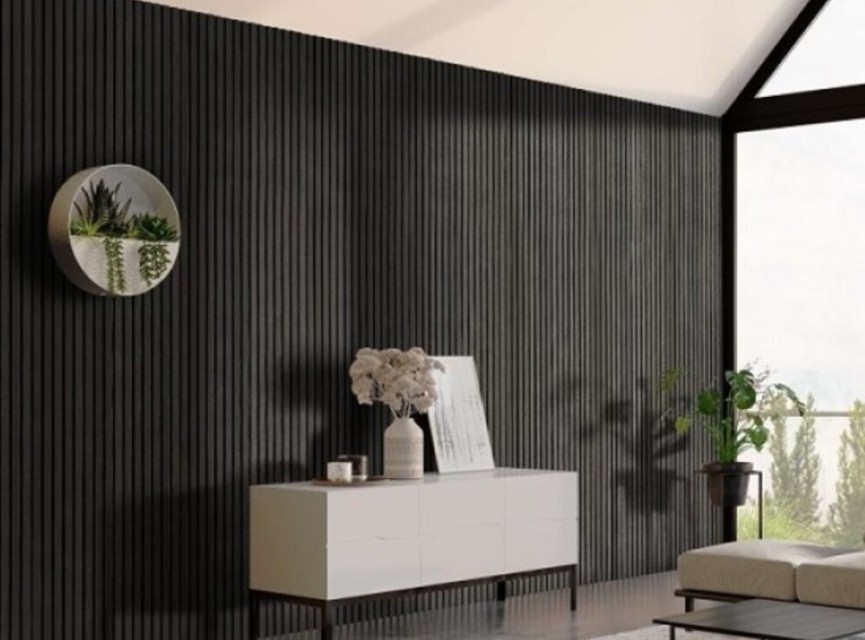 €37 Per Paneel - SUPERMAT 60x260 cm Zwart Eiken ( Black Oak ) akoestische wand panelen lattenwand met Vilt