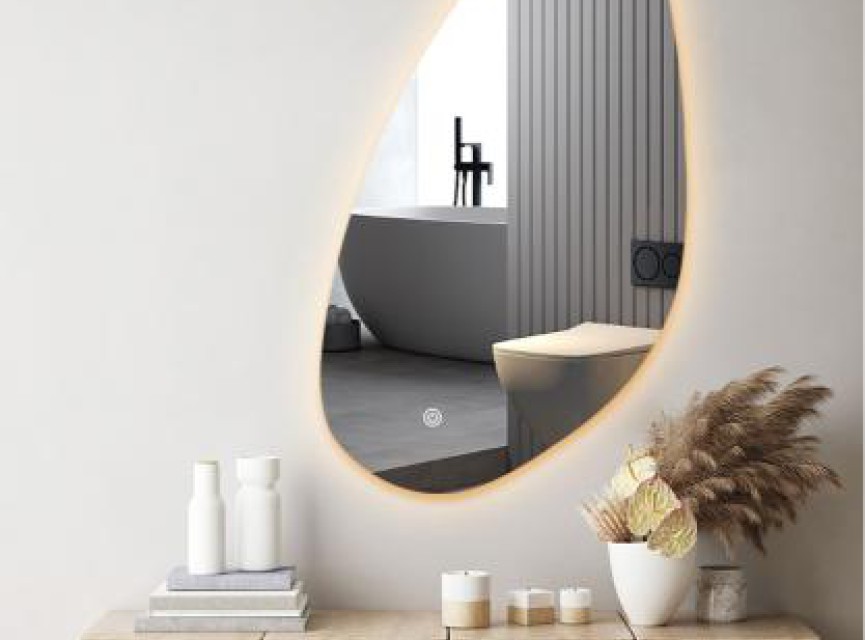 AQUA - 39.2x60 CM ( Randloos ) Toilet / Badkamerspiegel met verlichting