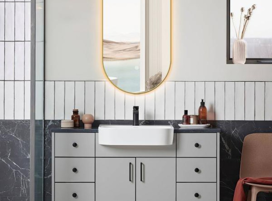 ELLIPS - 40x75 CM ( GOUD ) Toilet / Badkamerspiegel met verlichting