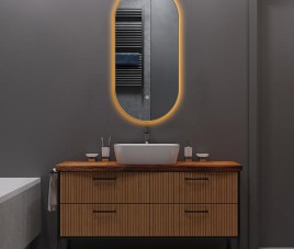 ELLIPS - 40x75 CM ( GOUD ) Toilet / Badkamerspiegel met verlichting