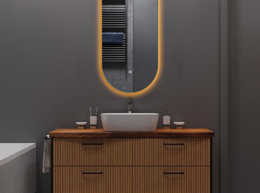 ELLIPS - 40x75 CM ( GOUD ) Toilet / Badkamerspiegel met verlichting