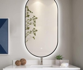 ELLIPS - 40x75 CM ( ZWART ) Toilet / Badkamerspiegel met verlichting