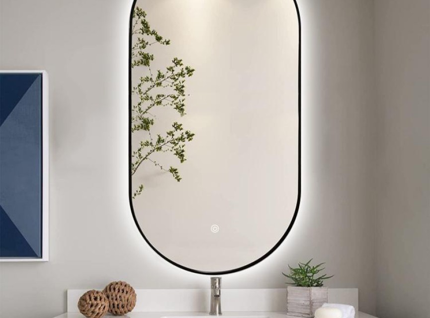 ELLIPS - 40x75 CM ( ZWART ) Toilet / Badkamerspiegel met verlichting