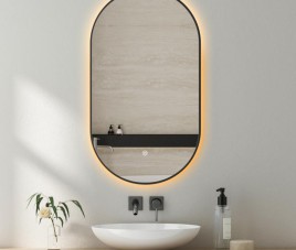 ELLIPS - 40x75 CM ( ZWART ) Toilet / Badkamerspiegel met verlichting