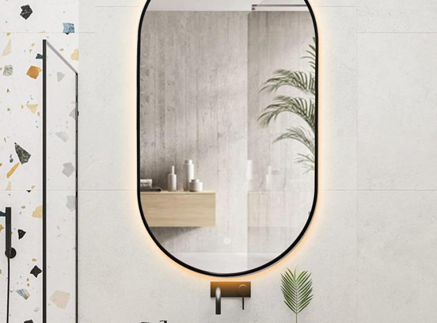 ELLIPS - 40x75 CM ( ZWART ) Toilet / Badkamerspiegel met verlichting