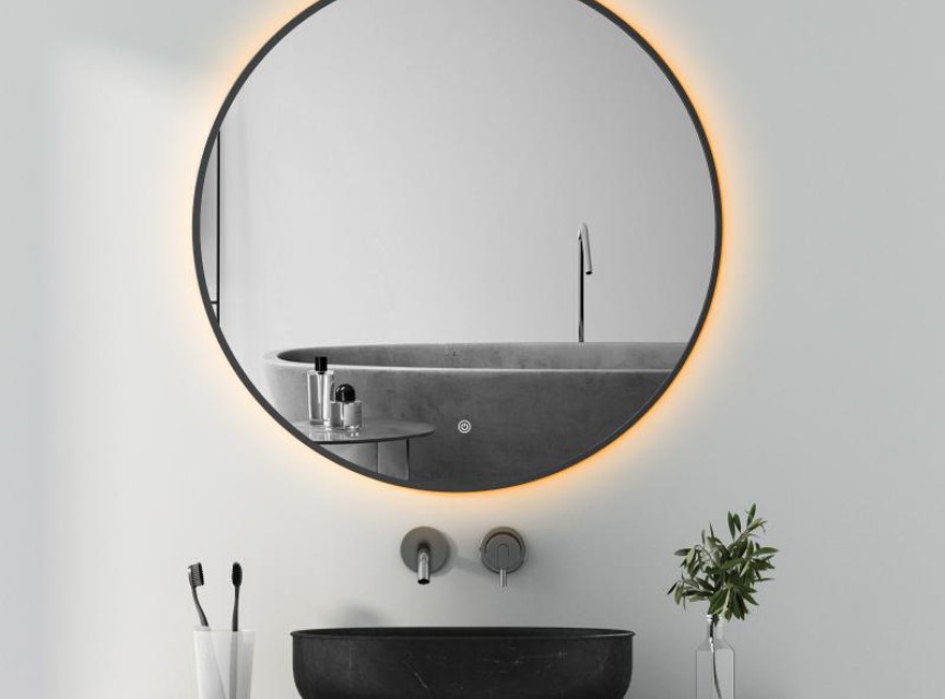 LUNA - 100 CM ( ZWART ) Badkamerspiegel met verlichting
