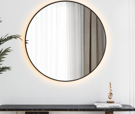 LUNA - 40 CM ( ZWART ) Badkamerspiegel met verlichting
