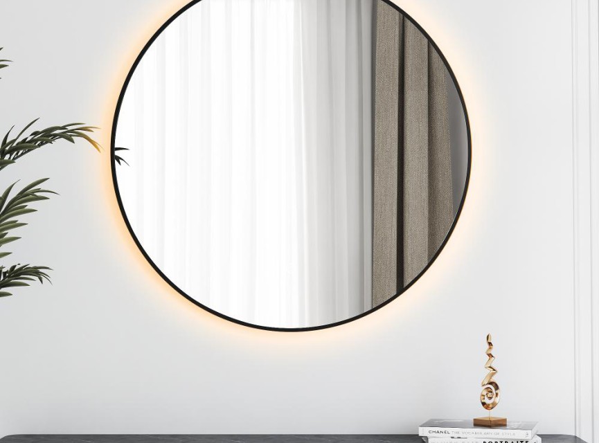 LUNA - 100 CM ( ZWART ) Badkamerspiegel met verlichting