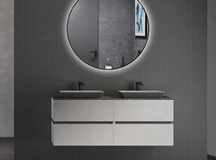 LUNA - 100 CM ( ZWART ) Badkamerspiegel met verlichting