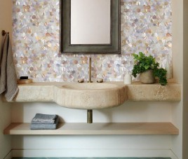Oppio SHELL Tiles - Mother of PEARL HEXAGON wit - Zelfklevend Mozaiek 305x305x3.3mm