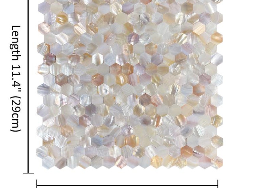 Oppio SHELL Tiles - Mother of PEARL HEXAGON wit - Zelfklevend Mozaiek 305x305x3.3mm