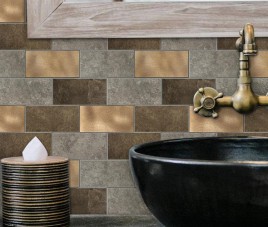 Oppio Koper XL Taupe Grijs METRO - Zelfklevend Mozaiek 30.5x30.5x4mm