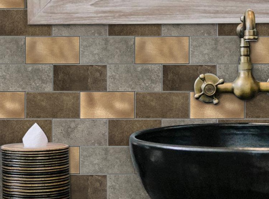 Oppio Koper XL Taupe Grijs METRO - Zelfklevend Mozaiek 30.5x30.5x4mm