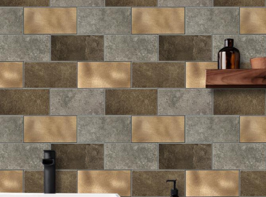 Oppio Koper XL Taupe Grijs METRO - Zelfklevend Mozaiek 30.5x30.5x4mm