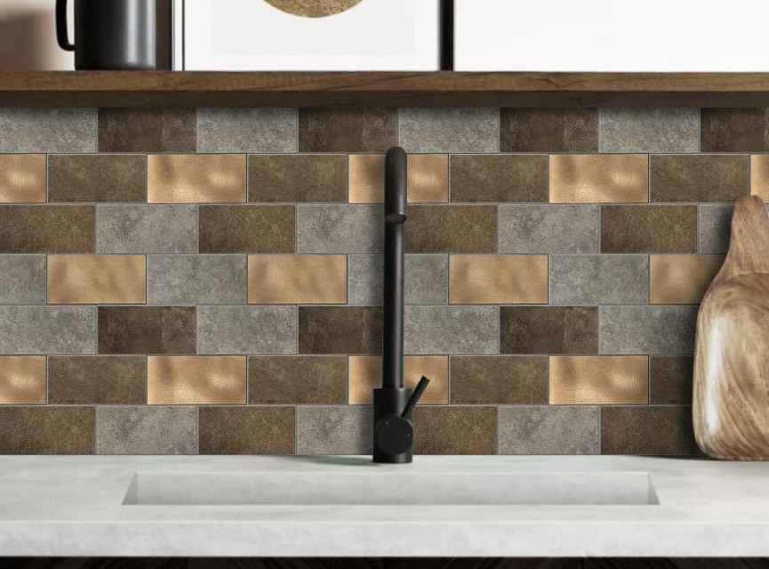 Oppio Koper XL Taupe Grijs METRO - Zelfklevend Mozaiek 30.5x30.5x4mm