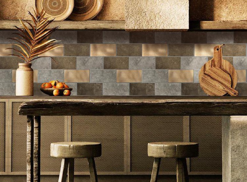 Oppio Koper XL Taupe Grijs METRO - Zelfklevend Mozaiek 30.5x30.5x4mm