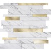 Oppio Wit Marmerlook met GOUDEN ALU Wildverband - Zelfklevend Mozaiek 303x298x4mm