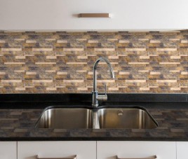 Oppio Taupe Natuursteen Wildverband - Zelfklevend Mozaiek 303x298x4mm