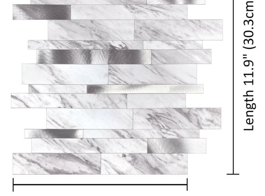 Oppio Wit marmerlook Natuursteen ALU Wildverband - Zelfklevend Mozaiek 303x298x4mm