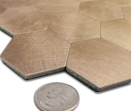 Oppio XL Geborsteld Brons HEXAGON - Zelfklevend Mozaiek 291x286x4mm