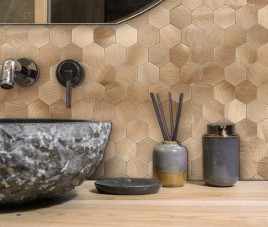 Oppio XL Geborsteld Brons HEXAGON - Zelfklevend Mozaiek 291x286x4mm