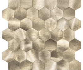 Oppio XL Geborsteld Goud HEXAGON - Zelfklevend Mozaiek 290x288mm