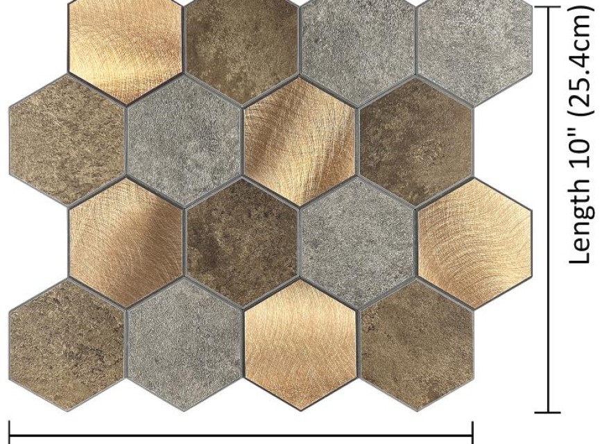 Oppio Koper XL Taupe Grijs HEXAGON - Zelfklevend Mozaiek 29.2x25.4x4mm