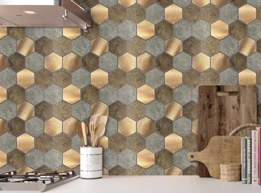 Oppio Koper XL Taupe Grijs HEXAGON - Zelfklevend Mozaiek 29.2x25.4x4mm