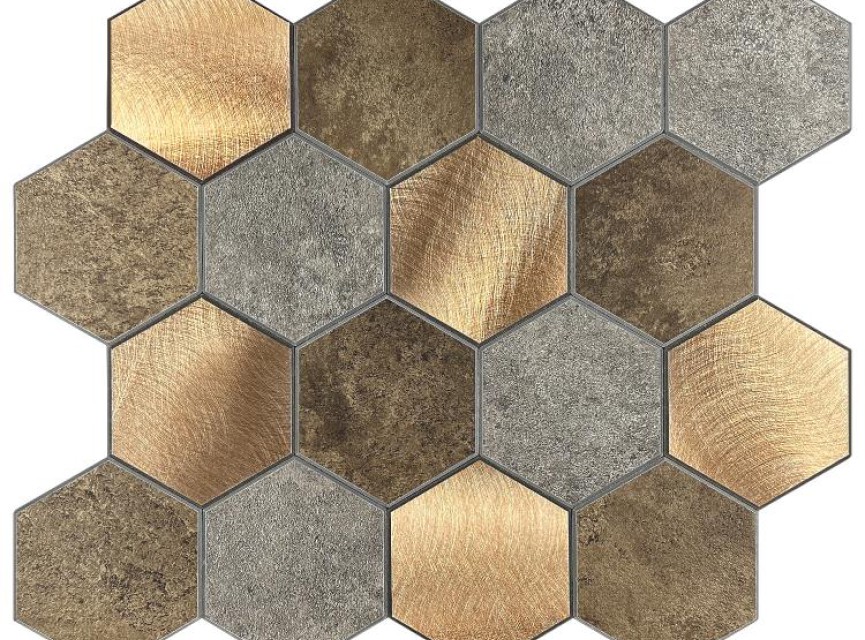 Oppio Koper XL Taupe Grijs HEXAGON - Zelfklevend Mozaiek 29.2x25.4x4mm