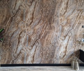 Oppio €67 PER PANEEL - PVC Wandpaneel Milos Bruin Hoogglans - 120x280x0,3 cm