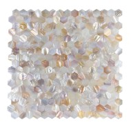 Oppio SHELL Tiles - Mother of PEARL HEXAGON wit - Zelfklevend Mozaiek 305x305x3.3mm