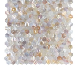 Oppio SHELL Tiles - Mother of PEARL HEXAGON wit - Zelfklevend Mozaiek 305x305x3.3mm