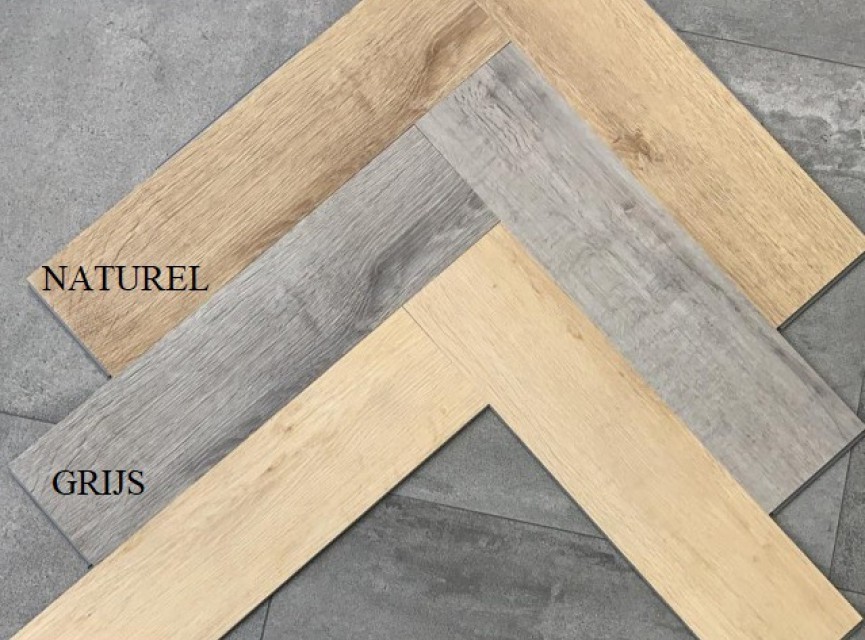 Chicago klik PVC visgraat Beige licht eiken met geïntegreerde ondervloer